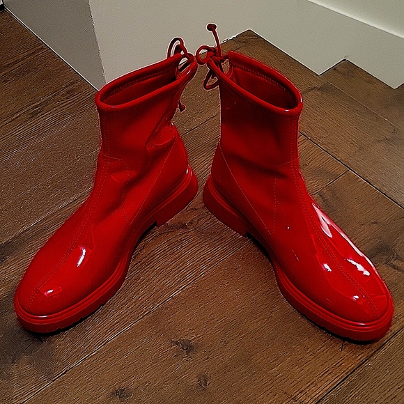 Stuart Weitzman lady red rain boots - Picture 1 of 5